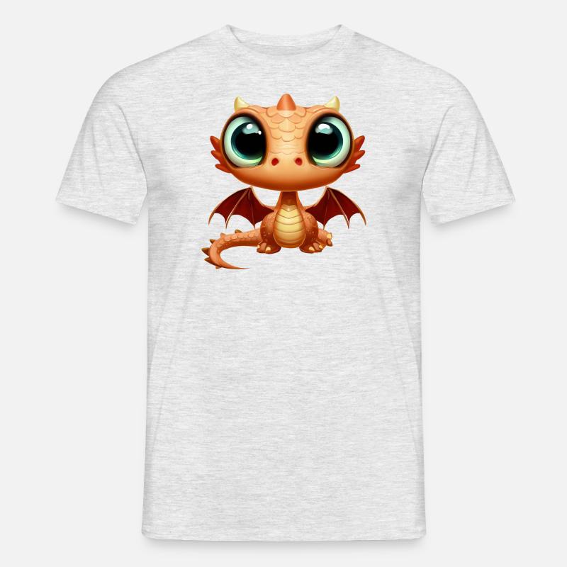 Großäugiger Drache - Männer T-Shirt - Grau meliert