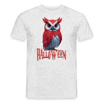 Eule Owl Lustig Halloween Eulenliebhaber - Männer T-Shirt - Grau meliert - Vorne - AI Model Male 178 dark (178cm)