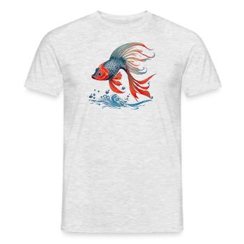 POISSON AQUARELLE - T-shirt homme - gris chiné - Devant - AI Model Male 178 dark (178cm)