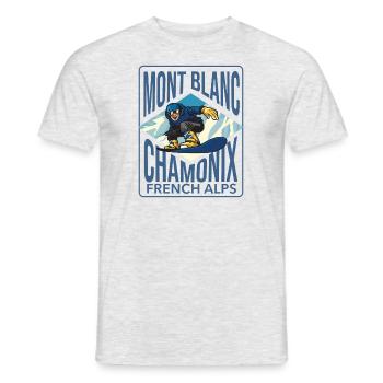 Chamonix Mont Blanc Snowboarding 3 - Men's T-Shirt - heather grey - Front - AI Model Male 178 dark (178cm)