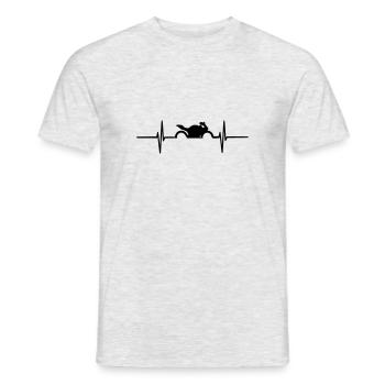 moto battement ,ECG , coeur, cœur - T-shirt homme - gris chiné - Devant - AI Model Male 178 dark (178cm)