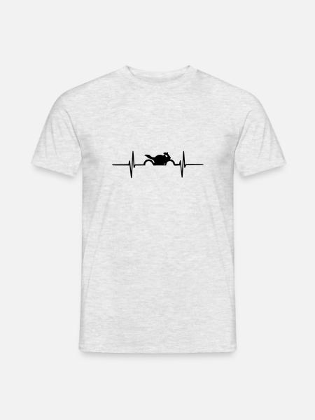 motorcycle beat, ECG, heart, heart - Men's T-Shirt - heather grey