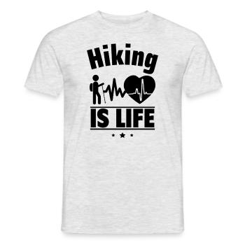 Hiking is life - Men's T-Shirt - heather grey - Front - AI Model Male 178 dark (178cm)