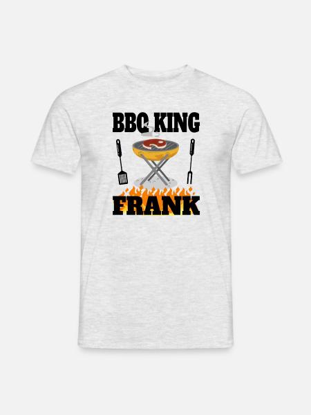 Frank BBQ King & Grillmeister lustiger Spruch - Männer T-Shirt - Grau meliert