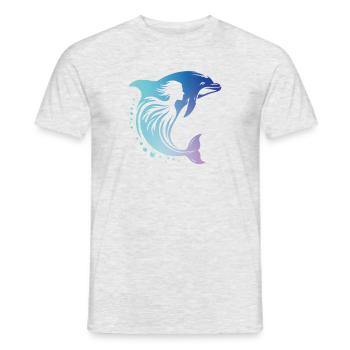 Dolphin symbiosis with humans as a friendship of the - Men's T-Shirt - heather grey - Front - AI Model Male 178 dark (178cm)