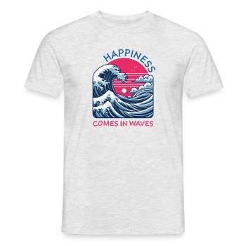 Saying 'Happiness comes in waves' Karma Balance - Men's T-Shirt - heather grey - Front - AI Model Male 178 dark (178cm)