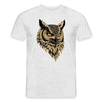 Portrait d’un hibou grand-duc - T-shirt homme - gris chiné - Devant - AI Model Male 178 dark (178cm)
