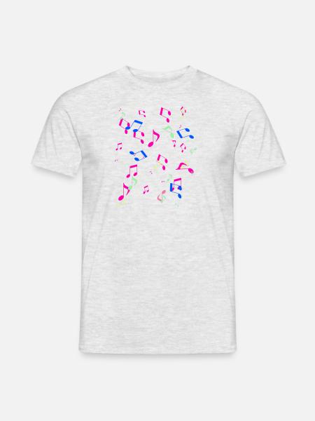 Noten, Musik, bunte Noten, bunt,pink - Männer T-Shirt - Grau meliert
