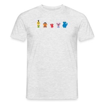 Sesamstraße Pixeldesign Charaktere - Männer T-Shirt - Grau meliert - Vorne - AI Model Male 178 dark (178cm)