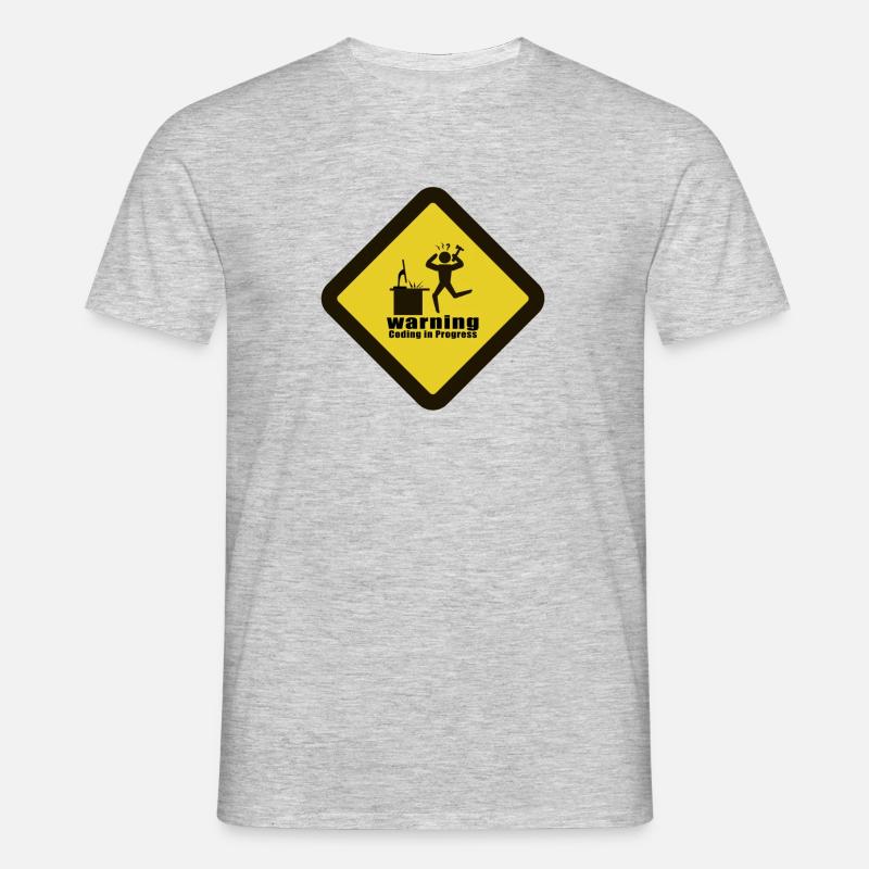 Warning - Coding in Progress - Men's T-Shirt - heather grey