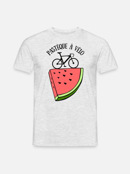 pastèque à vélo humour été vacances - T-shirt homme - gris chiné