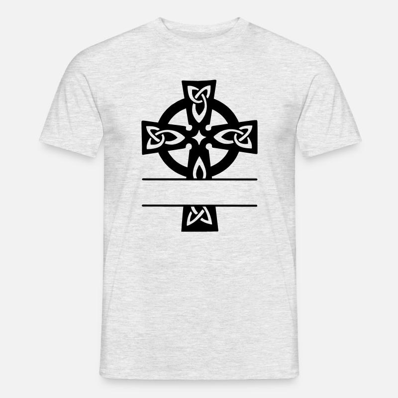 Keltisches Kreuz Monogramm Logo - Männer T-Shirt - Grau meliert