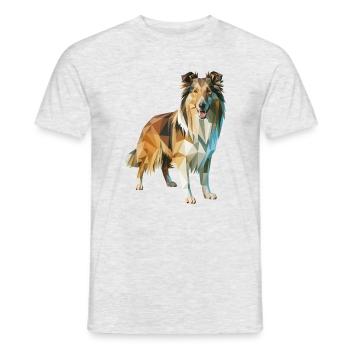 Border Collie - Cooles Low Poly Logo - Männer T-Shirt - Grau meliert - Vorne - AI Model Male 178 dark (178cm)