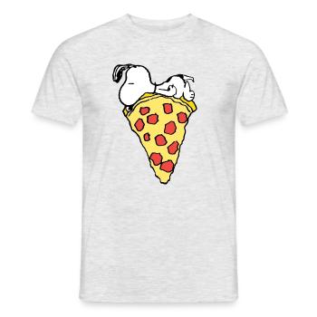 Peanuts Snoopy Avec Grande Part De Pizza - T-shirt homme - gris chiné - Devant - AI Model Male 178 dark (178cm)