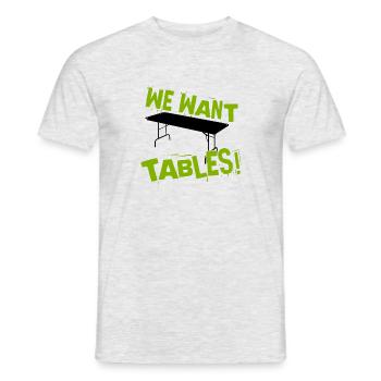 NOUS VOULONS DES TABLES ! Motif de lutte - T-shirt homme - gris chiné - Devant - AI Model Male 178 dark (178cm)