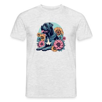 Cane Corso Retro Pastell Blumen - Männer T-Shirt - Grau meliert - Vorne - AI Model Male 178 dark (178cm)