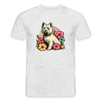 Cairn Terrier Retro Pastell Blumen - Männer T-Shirt - Grau meliert - Vorne - AI Model Male 178 dark (178cm)