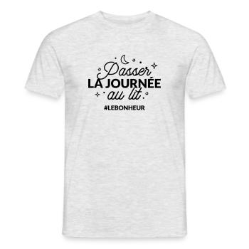 Passer la journée au lit - T-shirt homme - gris chiné - Devant - AI Model Male 178 dark (178cm)
