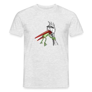 Storch mit Frosch - Männer T-Shirt - Grau meliert - Vorne - AI Model Male 178 dark (178cm)