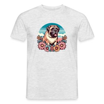 Bullmastiff Retro Pastell Blumen - Männer T-Shirt - Grau meliert - Vorne - AI Model Male 178 dark (178cm)