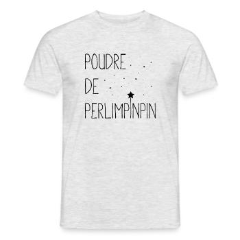 poudre perlimpinpin - T-shirt homme - gris chiné - Devant - AI Model Male 178 dark (178cm)