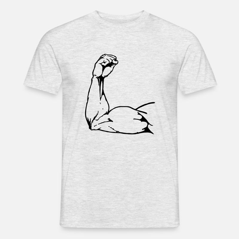 Power Arm - Männer T-Shirt - Grau meliert