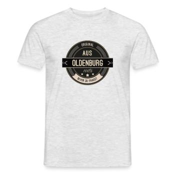 Original aus Oldenburg 100% - Männer T-Shirt - Grau meliert - Vorne - AI Model Male 178 dark (178cm)