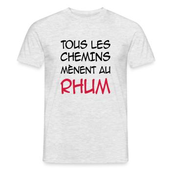 Tous les chemins mènent au rhum - T-shirt homme - gris chiné - Devant - AI Model Male 178 dark (178cm)