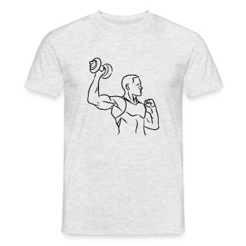 Fitness Outfit Hanteln Training Geschenkidee - Männer T-Shirt - Grau meliert - Vorne - AI Model Male 178 dark (178cm)