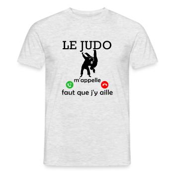 le judo m appelle / cadeau humour judo - T-shirt homme - gris chiné - Devant - AI Model Male 178 dark (178cm)