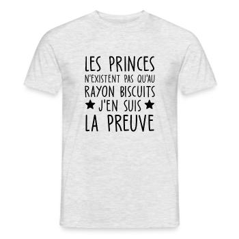 je suis un prince / cadeau humour homme - T-shirt homme - gris chiné - Devant - AI Model Male 178 dark (178cm)