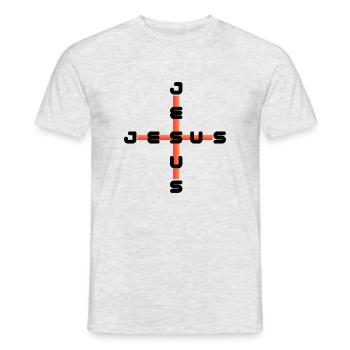 Jésus Jésus rouge - T-shirt homme - gris chiné - Devant - AI Model Male 178 dark (178cm)