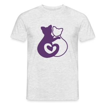 hugging cats purple - Men's T-Shirt - heather grey - Front - AI Model Male 178 dark (178cm)