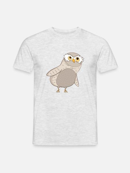 Kauz Eule - Männer T-Shirt - Grau meliert