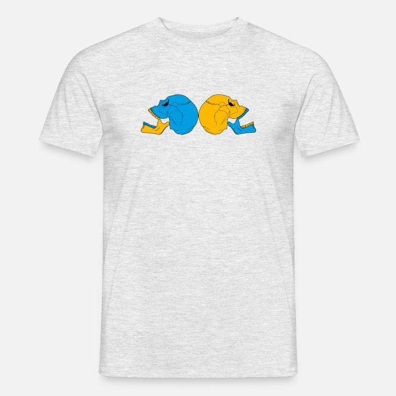 Bunter Doppelschädel - Männer T-Shirt - Grau meliert