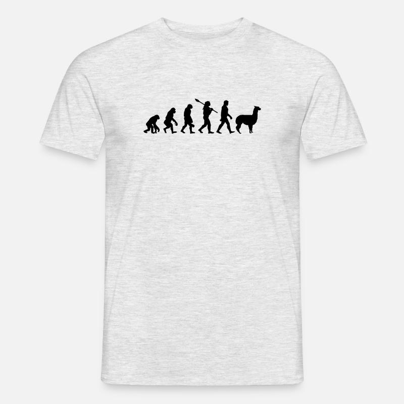 Evolution Alpaka lustig Geschenkidee Südamerika - Männer T-Shirt - Grau meliert