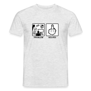 Problem solved - Mittelfinger - Fuck you - Männer T-Shirt - Grau meliert - Vorne - AI Model Male 178 dark (178cm)