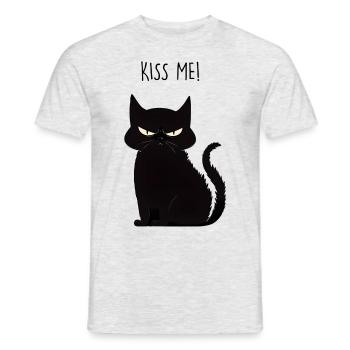 Typical Cat Behavior Collection Sayings Kiss - Men's T-Shirt - heather grey - Front - AI Model Male 178 dark (178cm)