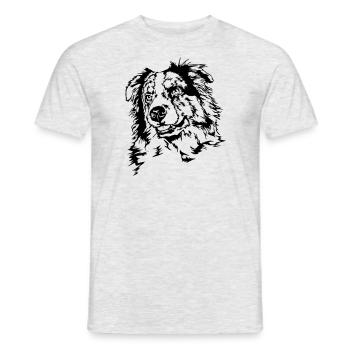 AUSTRALIAN SHEPHERD merle Portrait of Wilsign - Men's T-Shirt - heather grey - Front - AI Model Male 178 dark (178cm)