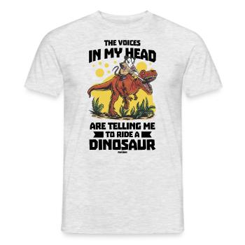 Les voix dans ma tête me disent de monter un din - T-shirt homme - gris chiné - Devant - AI Model Male 178 dark (178cm)