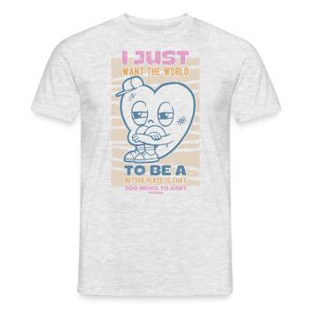 Heart World Peace Movement - T-shirt homme - gris chiné - Devant - AI Model Male 178 dark (178cm)