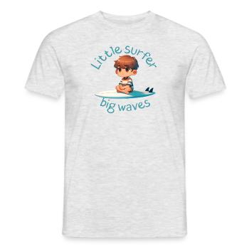 Petit surfeur, grosses vagues - T-shirt homme - gris chiné - Devant - AI Model Male 178 dark (178cm)