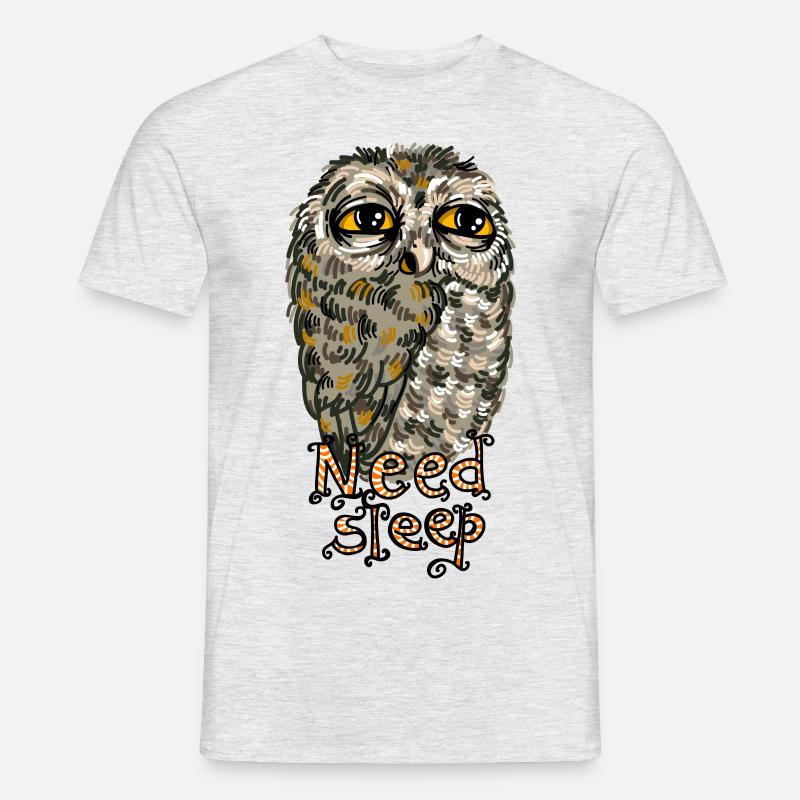 Müde Eule braucht schlaf - Männer T-Shirt - Grau meliert
