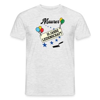 Maurer Jubiläum 10 Jahre 10. jähriges bester 10th - Männer T-Shirt - Grau meliert - Vorne - AI Model Male 178 dark (178cm)