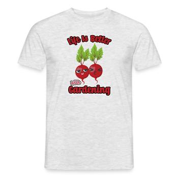 Leben mit Gartenarbeit Hobbygärtner Ruhestand - Männer T-Shirt - Grau meliert - Vorne - AI Model Male 178 dark (178cm)