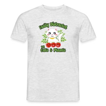Lässt sich leicht von Katzen und Pflanzen ablenken - Männer T-Shirt - Grau meliert - Vorne - AI Model Male 178 dark (178cm)