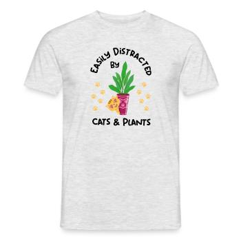 Ablenkt von Katzen und Pflanzen Hobbygärtner Cute - Männer T-Shirt - Grau meliert - Vorne - AI Model Male 178 dark (178cm)