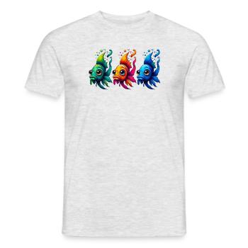 GoldFish - Drei bunte Fische - Männer T-Shirt - Grau meliert - Vorne - AI Model Male 178 dark (178cm)