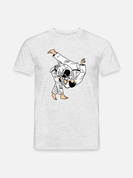 Judo-Wurf im weißen Anzug oder Kimono - Männer T-Shirt - Grau meliert