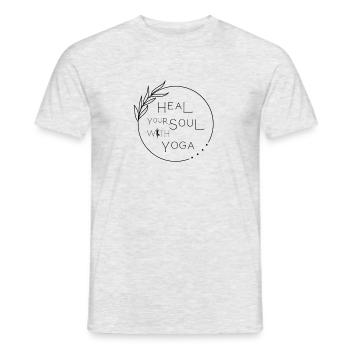 HEALyourSOULwithYOGA - Männer T-Shirt - Grau meliert - Vorne - AI Model Male 178 dark (178cm)